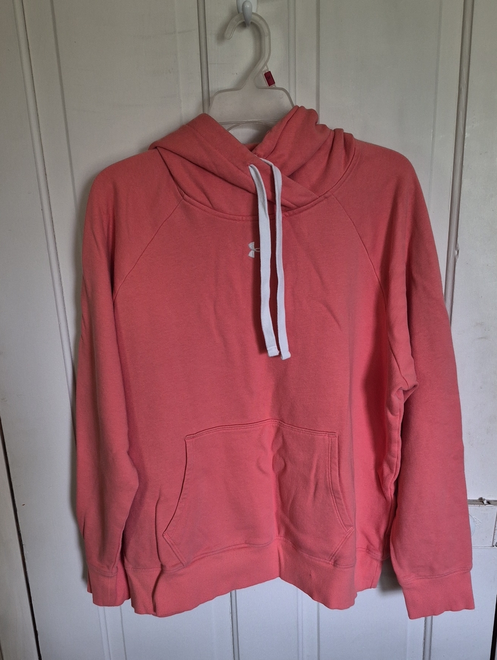Under Armour Coral Pink Pullover Hoodie with Drawstrings
